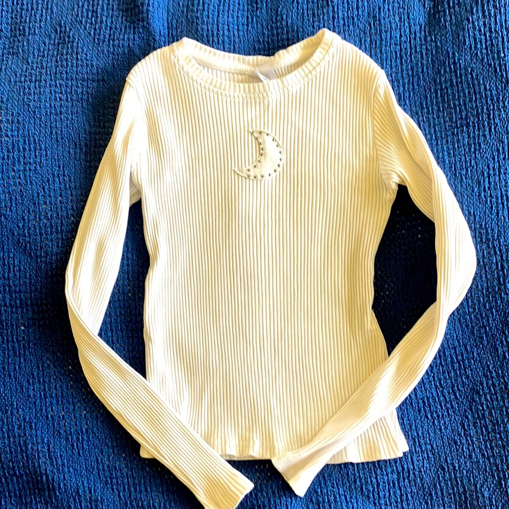 Zara ribbed long sleeve cotton tee